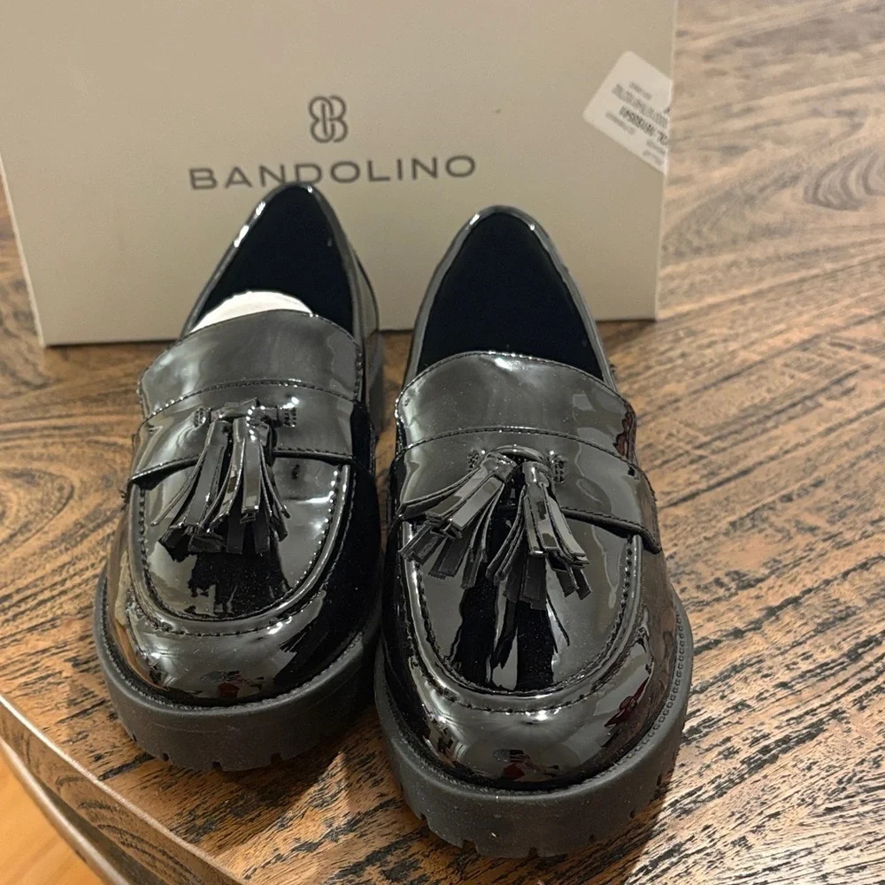 Bandolino Glossy Black Tassel Loafers